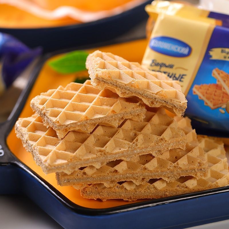 俄罗斯进口馆威化饼干网u红巧克力果仁巧克力奶油夹心华夫饼