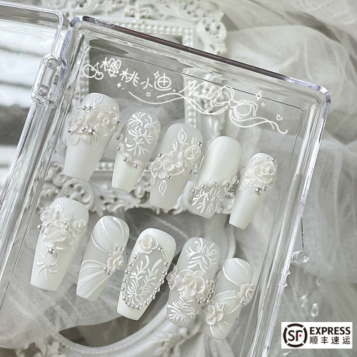 花间素婚甲立体浮雕可定制穿戴甲