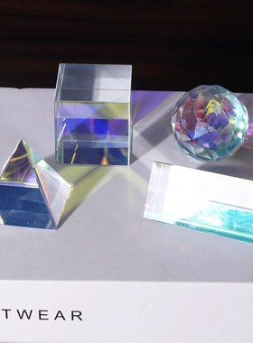 热销水晶光影玻璃彩色立方体学生三棱镜亮光物理教学立体几何艺术