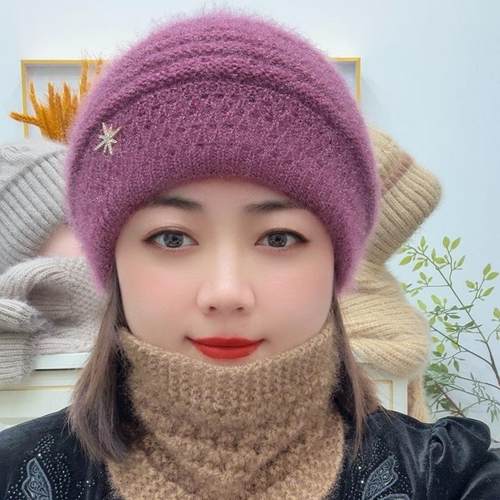 双层松鼠绒针织帽保暖时尚舒适