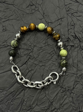 SFSN高级感cleanfit虎眼松石vintage中古小众金属可调节拼接手链