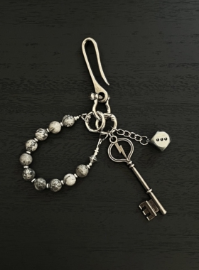 SFSN原创地图石手作串珠钥匙挂扣复古时尚cleanfit设计感穿搭单品