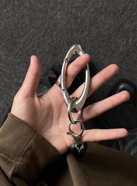 ins高级感金属钥匙扣cleanfit椭圆形腰带扣简约潮流背包挂件饰品