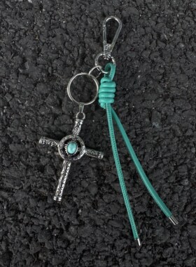 SFSN原创复古十字架街头嘻哈风编织绳腰间挂件钥匙扣包包挂饰配饰