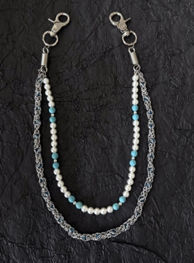 SFSN原创牛仔裤裤链链条挂链装饰西裤珍珠配饰ins腰链绿松石挂饰