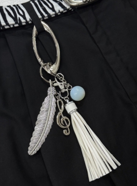 “羽韵流珠”cleanfit钥匙扣创意音符羽毛流苏挂件ins风腰间挂饰