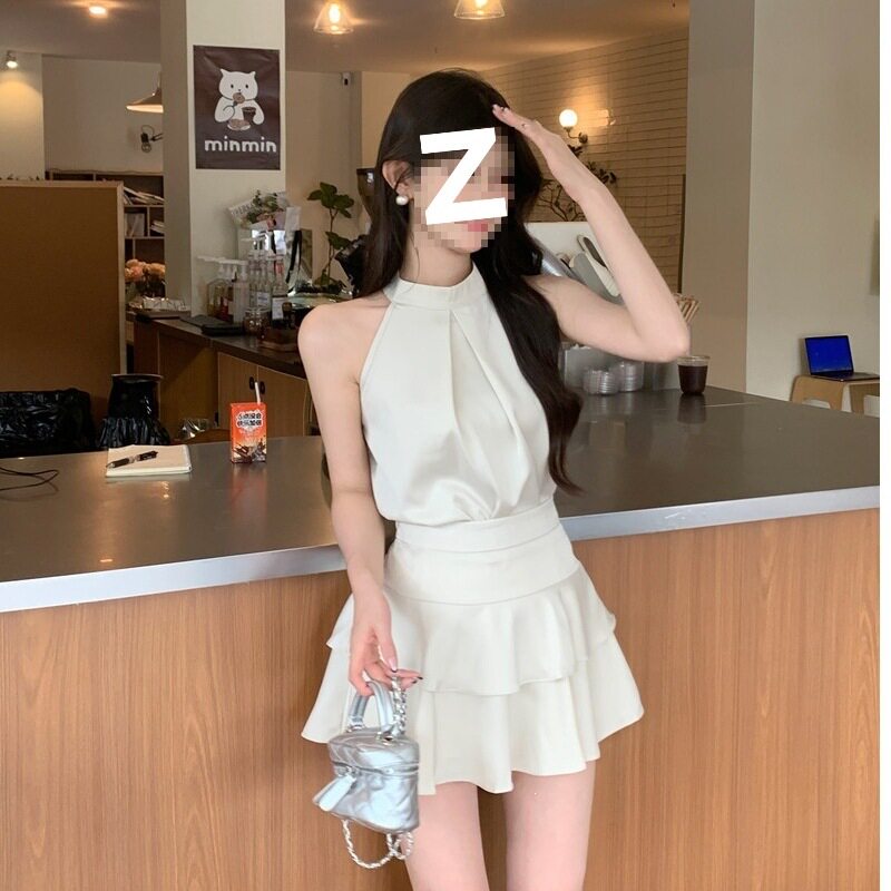 气质感套装法式缎面挂脖