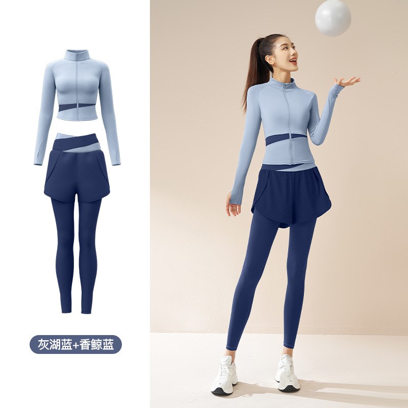 聚衣堂跑步健身瑜伽r服套装裸感修身运动套装健身运动服