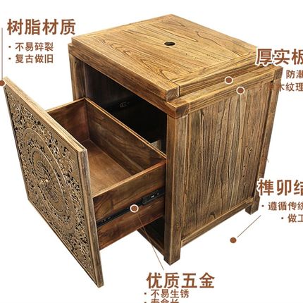 W7新中式浴室柜组合实木双盆y卫浴柜洗漱台洗脸洗手台盆柜组合落