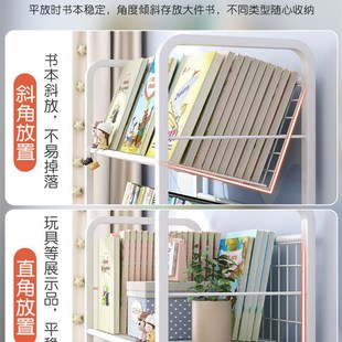 书架落地可移动铁艺绘本v架学生书本收纳架家用简易书柜置物架