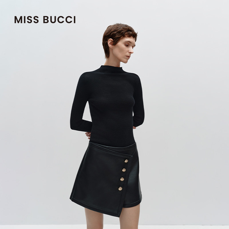 【赵露思同款】MISS BUCCI春秋修身保暖半高领羊毛针织打底衫毛衣