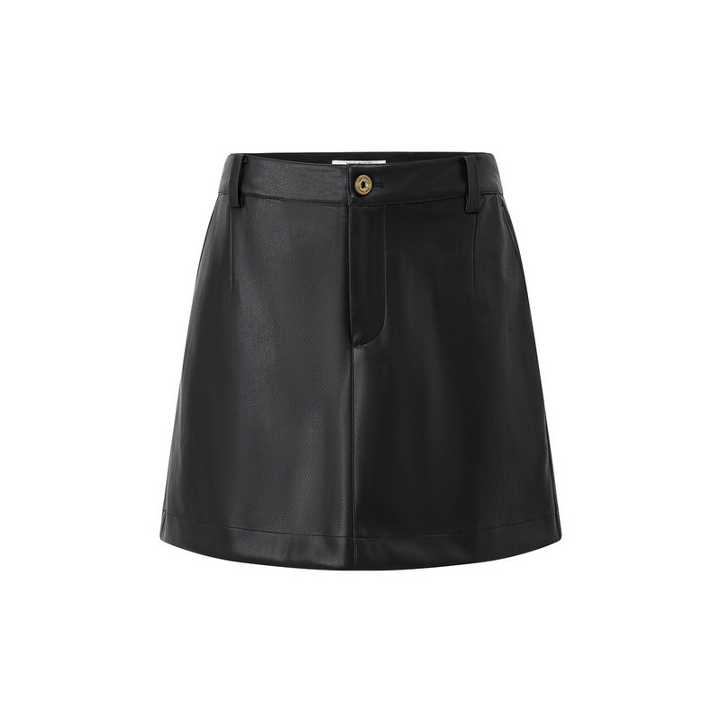 MISS BUCCI 春夏款高腰半身裙秋冬新款黑色显瘦小个子时尚皮短裙