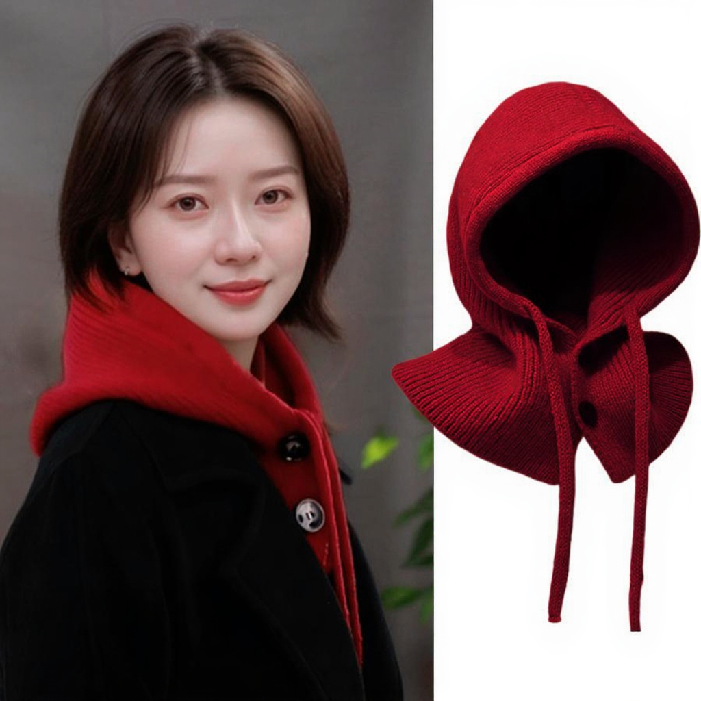 保暖毛线围脖洋气韩版针织拉法帽