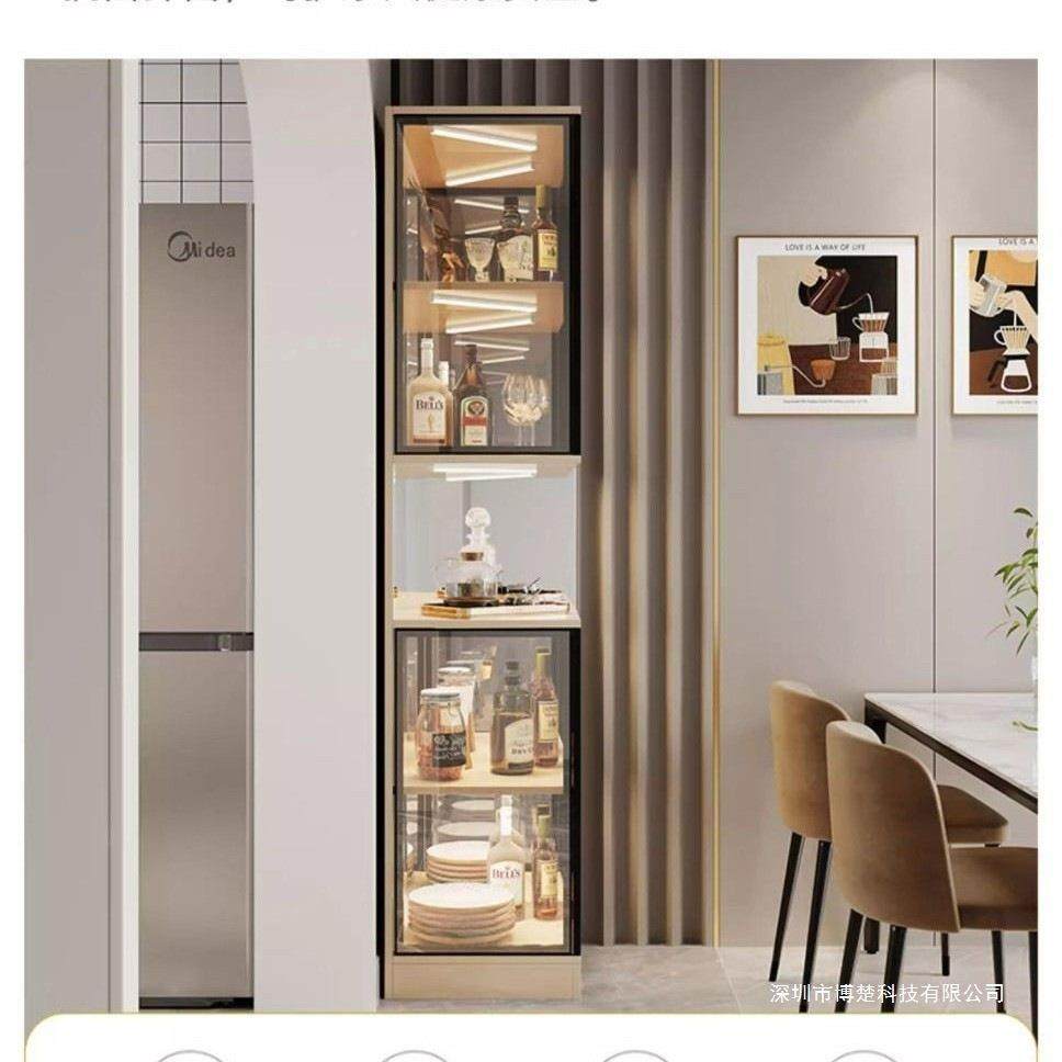 RWN家新边款玻璃酒柜客厅靠墙展示柜用餐高档轻奢极简璃门玻柜子