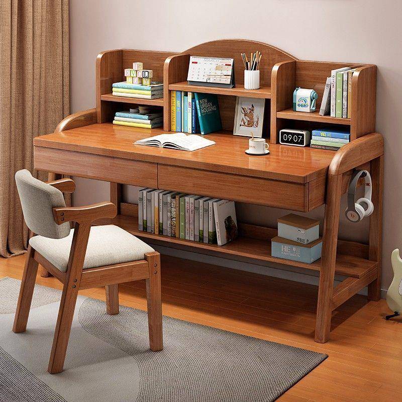 实木书桌手家升降桌ZGN桌中学生书桌卧动室用简约书书架