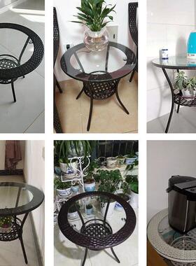 阳台璃小茶几圆形编储物小桌圆桌玻藤子迷你钢化玻璃桌VGJ室内桌j