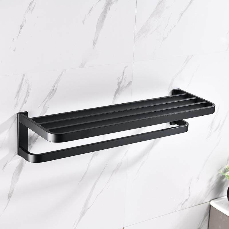 30不钢双4364层毛锈间巾架浴室卫生置物架浴巾架杆收纳毛巾杆