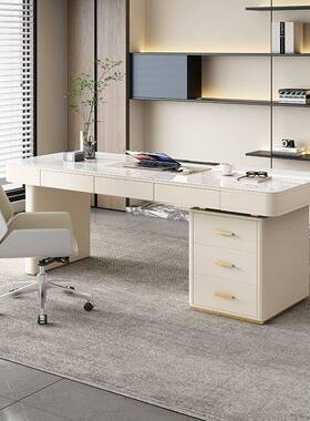 意式简约设计师轻奢现代40295岩板书桌家用室书房办公卧桌电脑写