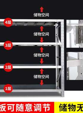 304不锈钢货架商用重型储置式TKG室物架201多层可调节冷仓库实验