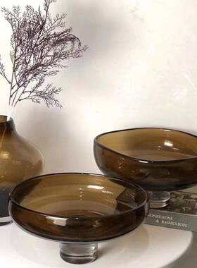 现客代简约样21269板房厅居餐厅装饰摆件家饰品纯手工重玻璃果盘