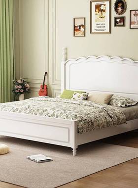 奶油主风白色人高箱公储物床美实木床现代JRY简约床式双床主卧室