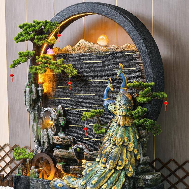 屏假山流水喷泉创水幕风大型摆件意家居鱼缸DAQ客厅庭院水墙景观