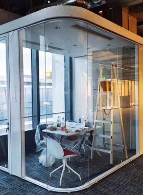 办公室玻璃隔断墙隐框极窄内钢外全景铝双防玻全79046钢璃火玻隔