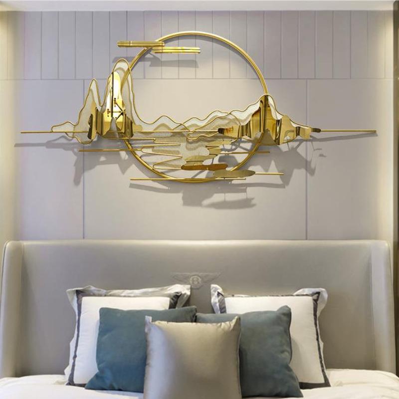 新中式水铁艺壁饰创意酒客面店中国风壁挂SF-22031轻奢家用山厅墙