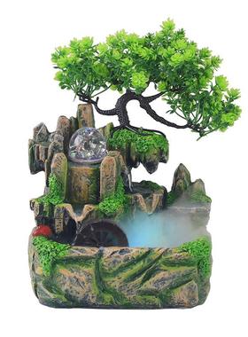 跨境小型流桌面景喷观加湿水泉仿真树器UVG办公室家居摆件厂家直