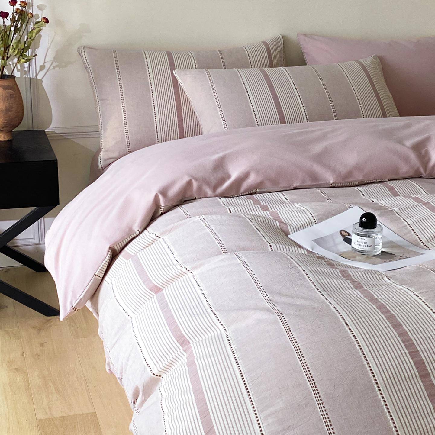 A1用00全棉磨毛套件纯棉四类件套四季通三简约条纹主#TIKLF85卧室