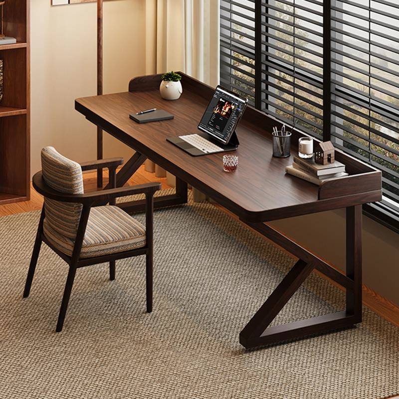 全实木书桌卧室260电脑字桌中古风桌长条写带挡板作办公子家用台