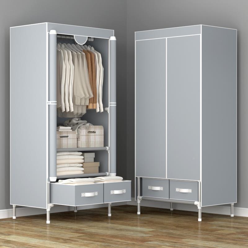 ?简易拉小衣柜全封闭链款帘款宿舍简约拼接布衣柜组TB-1975装出拉