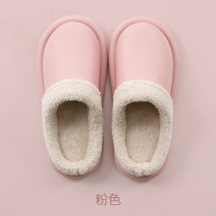 新款 秋冬棉鞋 女纯色n休闲外穿加绒保暖防滑耐磨防水家居棉拖鞋