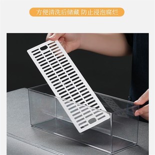 家用冰箱高透明冷藏盒多用u方形收纳盒带盖可叠保鲜盒带沥水整理