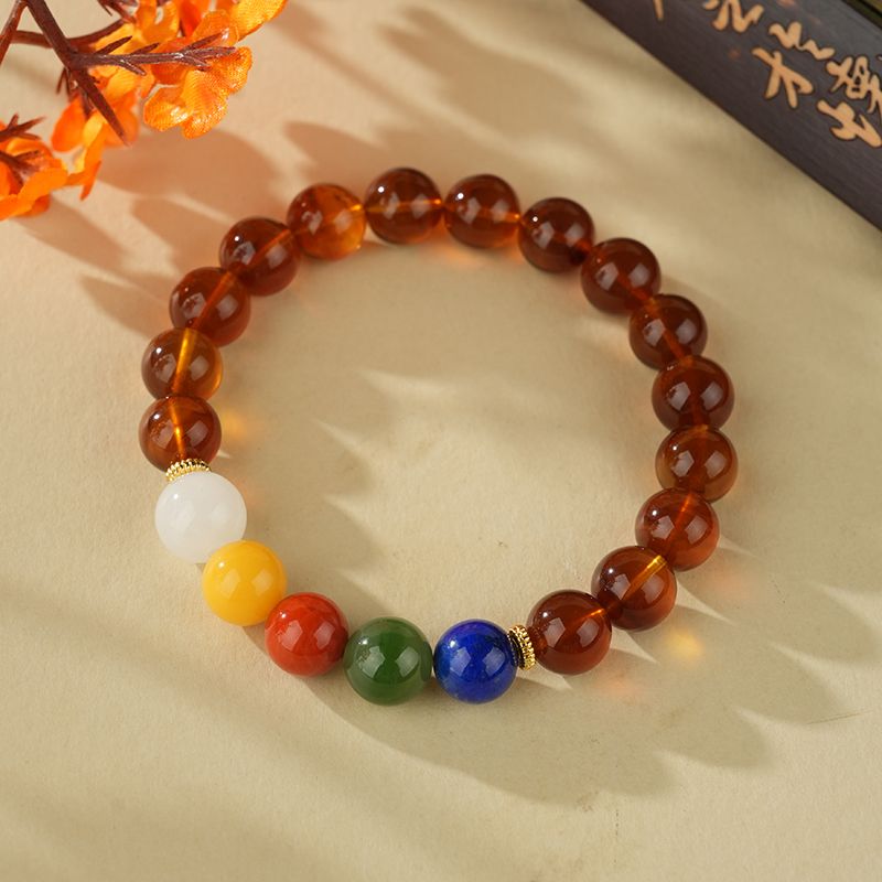 心悦印A0993琥珀血蜜圆珠手串 多样性发一