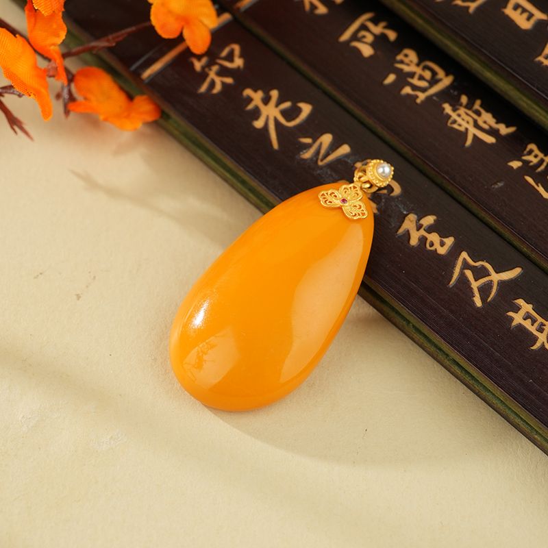 心悦印A01825琥珀老蜜蜡水滴吊坠 多样性发一