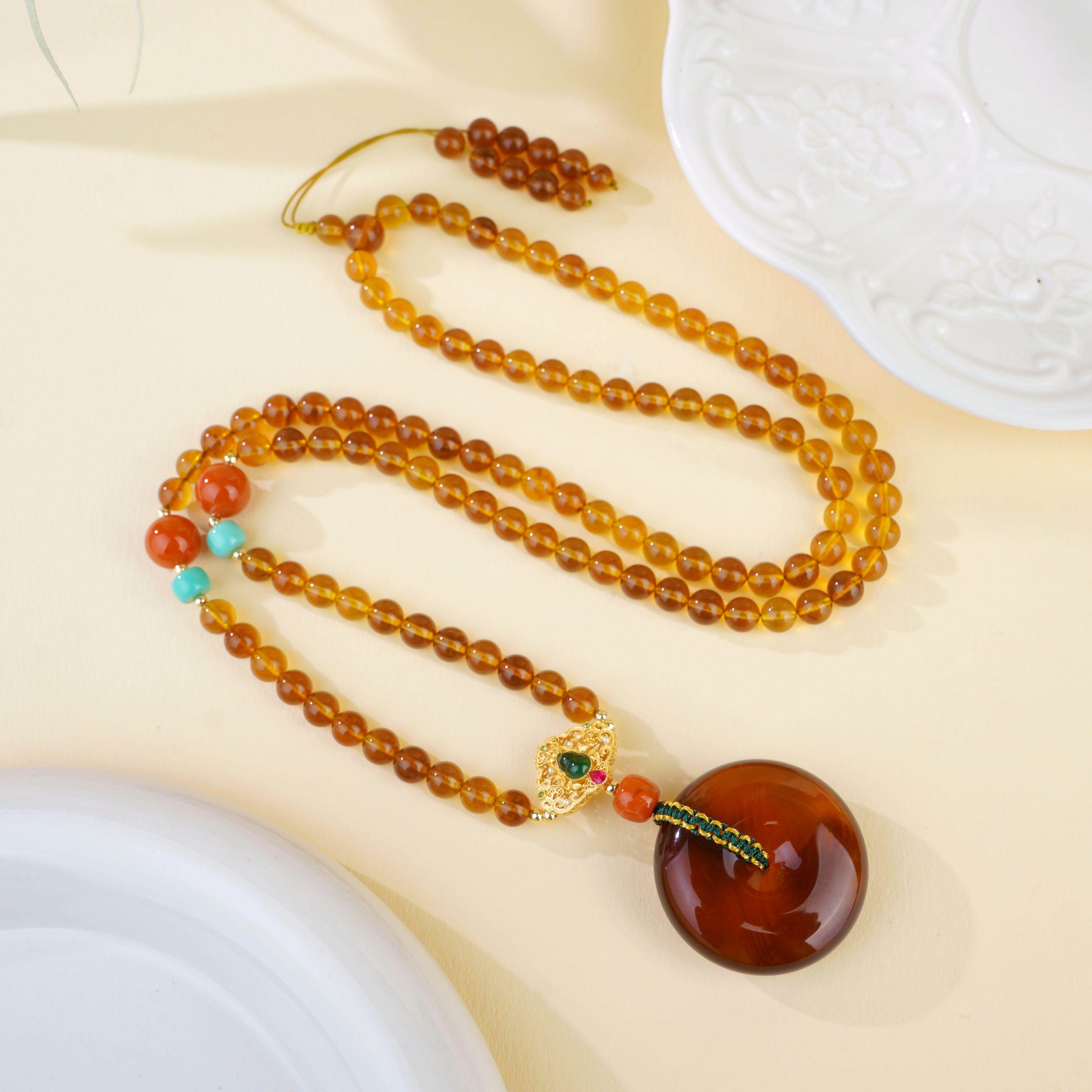 【Q .Jewelry】琥珀血蜜平安扣项链 略有不同
