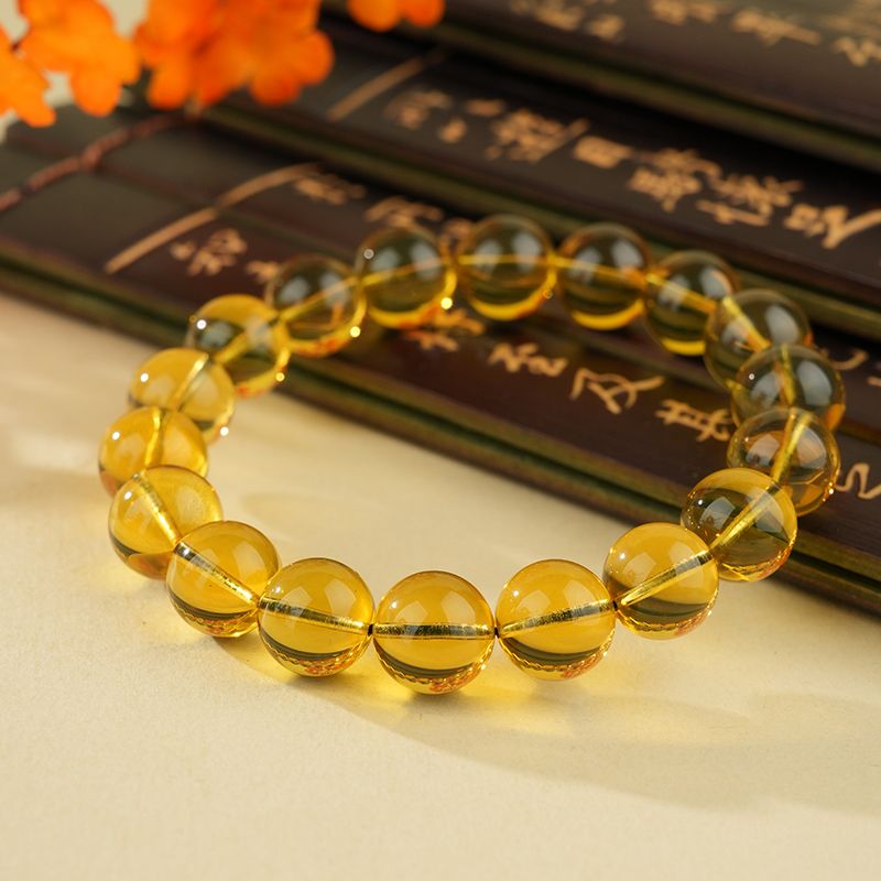 心悦印M1058琥珀蓝珀圆珠手串 多样性发一