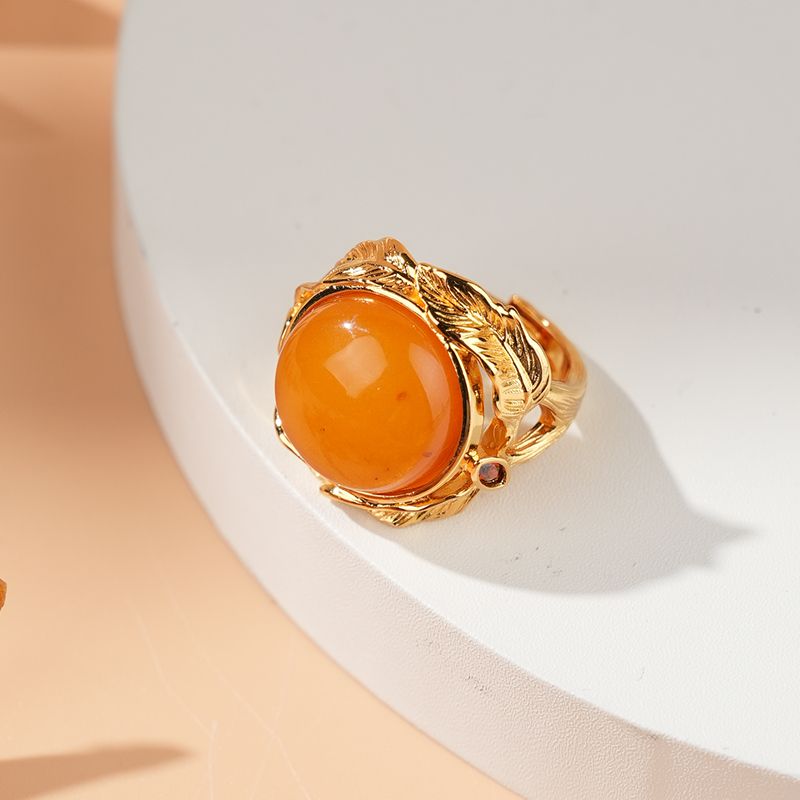 心悦印A01854琥珀老蜜蜡胜利花环戒指 多样性发一