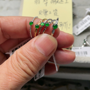 翡翠A货国标925银小戒指天然货保A保真55元 一个图片圈选次日发货