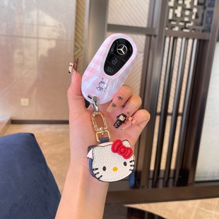 格纹KT猫适用26款 奔驰c260l钥匙套A级s400le300lgle450车glc300扣