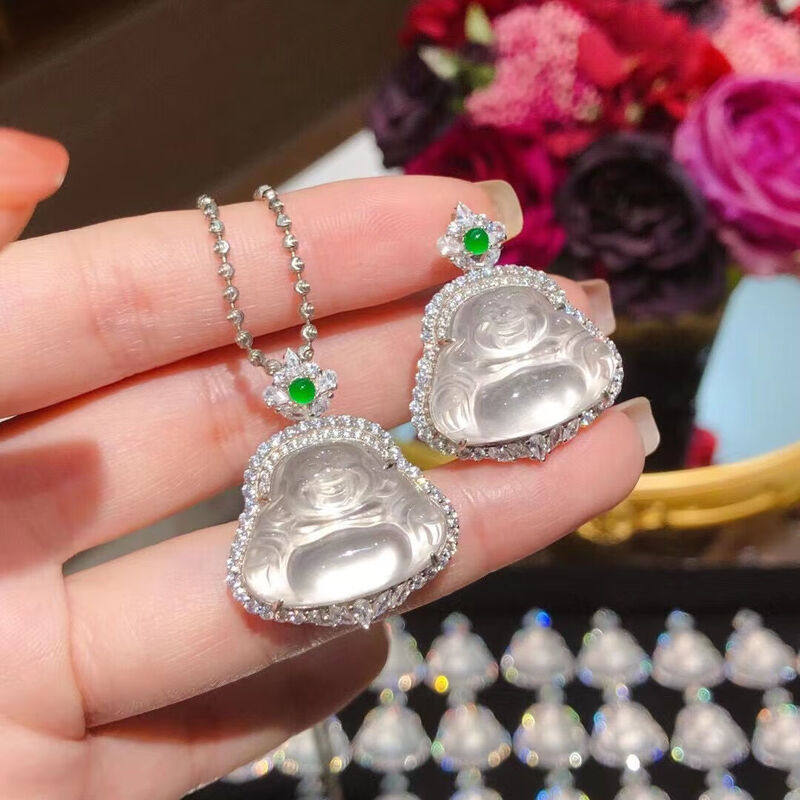 仟喜梵&ldquo;睹物思人&rdquo;冰种水沫玉佛公吊坠男女款珠宝首饰真玉原石