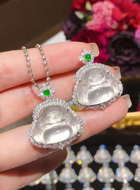仟喜梵“睹物思人”冰种水沫玉佛公吊坠男女款珠宝首饰真玉原石
