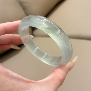 仟喜梵【秋露】高端缅甸翡翠玉手镯子女款晴水冰种飘花真玉处理