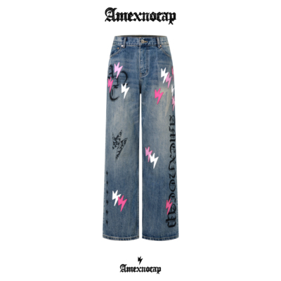 【26SS牛王】Amexnocap闪电牛仔裤直筒宽松轻奢时尚高级男女同款