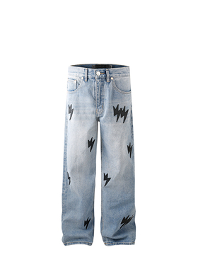 【高瀚宇同款】初代款Amexnocap闪电牛仔裤黑色美式直筒老白同款