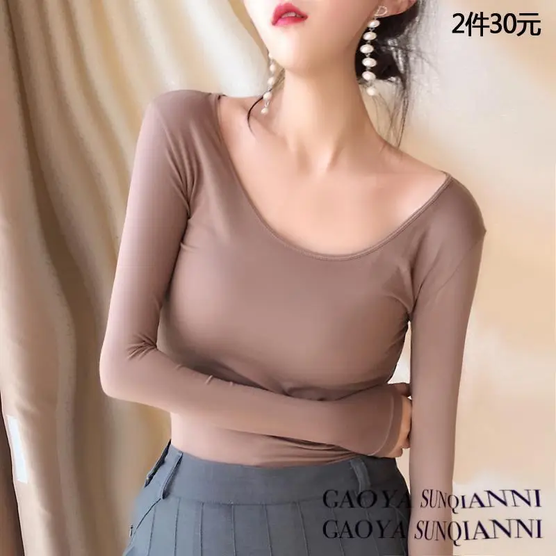 秋衣打底衫长袖t恤女大领春薄款