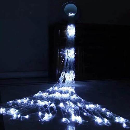 LED瀑布流水灯网红房间改造卧室窗帘装饰灯背景布置彩灯串星星灯