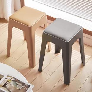 凳子家用板凳软座塑料凳子可叠放方凳梳妆凳餐凳JD527两灰两咖