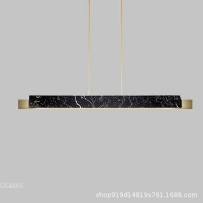 北欧极简轻奢大理石一字长型长条灯餐厅吊灯现代简约客厅岛台吧台